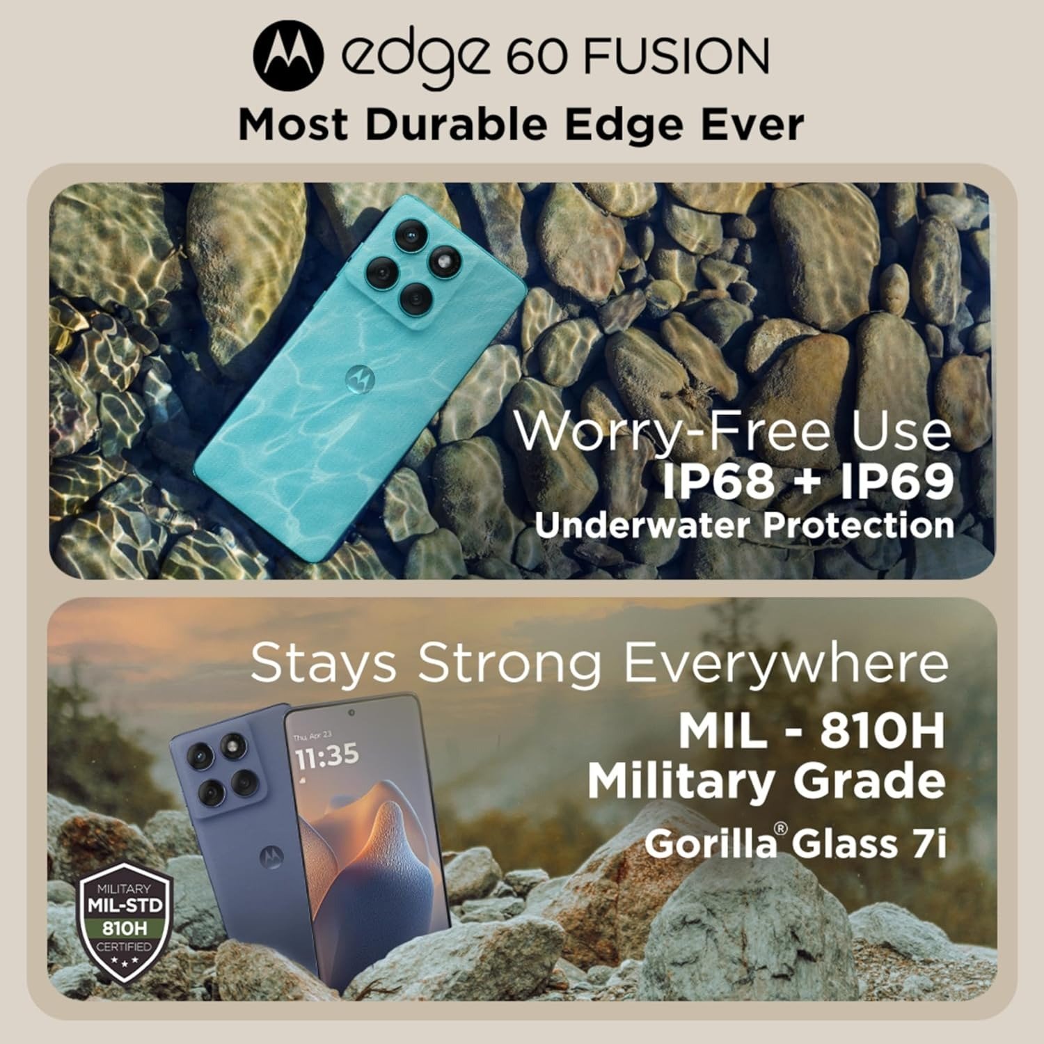 Motorola Edge 60 Fusion 5G (Pantone Amazonite, 256 GB) (12 GB RAM) | 5500 mAh Battery | Dimensity 7400 Processor | 68W Fast Charger | 6.67″ pOLED Display